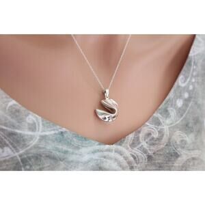 Sterling Silver Fortune Cookie Charm Locket Necklace